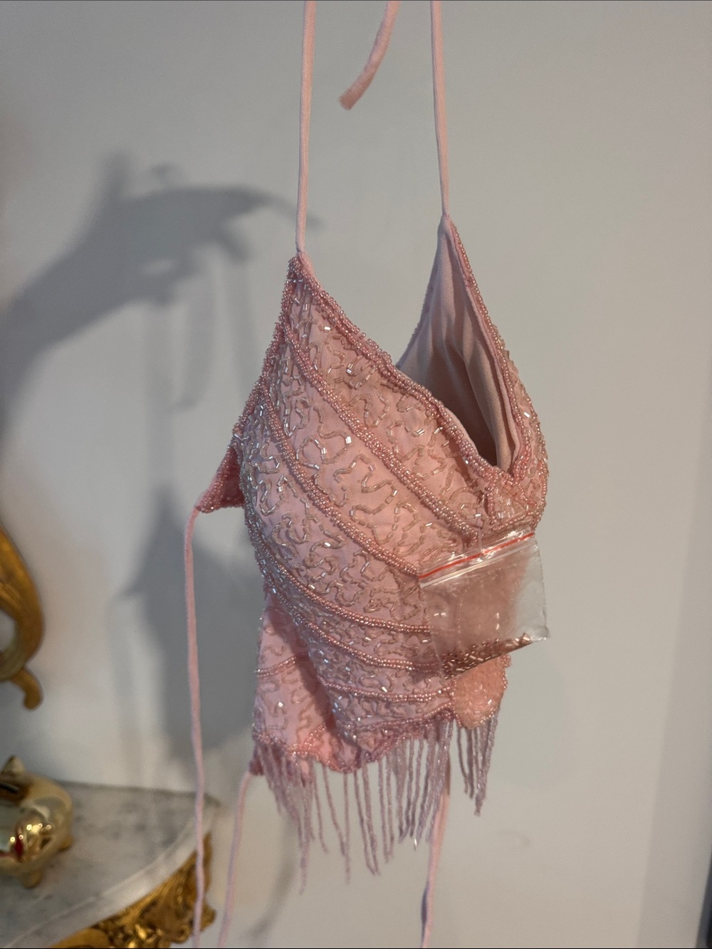 Beaded Pink Butterfly Crop Top